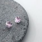Brinco Solitario Rosa 8 mm Prata 925