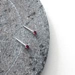 Brinco Solitario Vermelho 3mm Prata 925