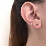 Brinco Solitario Vermelho 3mm Prata 925