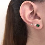 Brinco Solitario Verde Esmeralda 6mm Prata 925