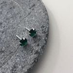 Brinco Solitario Verde Esmeralda 6mm Prata 925