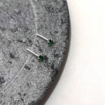 Brinco Solitario Verde Esmeralda 3mm Prata 925