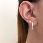  Argola Letra Inicial Cravejada Prata 925