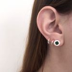 Conjunto Redondo Cravejado Verde Prata 925