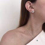 Conjunto Redondo Cravejado Verde Prata 925