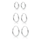 Trio de Argola Lisa Prata 925 