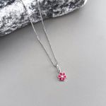 Colar Flor Rosa Prata 925 