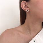 Conjunto Coração Cravejado Verde Prata 925