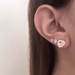 Conjunto Coração Cravejado Cristal Prata 925