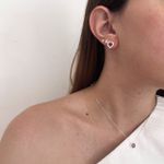Conjunto Coração Cravejado Roxo Prata 925