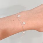 Pulseira 6 Coração Prata 925