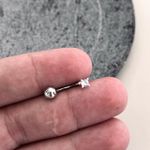 Piercing Umbigo Cristal Carre Prata 925