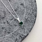 Colar Coração Verde 6mm Prata 925
