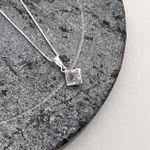 Colar Carre Cristal 6mm Prata 925
