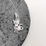 Pingente Gato Cravejado Rosa Prata 925