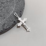 Pingente Cruz Cristo Trabalhada Prata 925