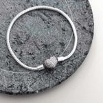 Pulseira Para Berloque Fecho Coração Cravejado 17 Cm Prata 925