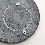 Pulseira Olho Grego Coração Branco Prata 925
