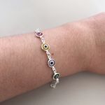 Pulseira Olho Grego Colorido Prata 925