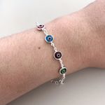Pulseira Olho Grego Color Prata 925