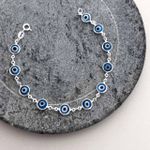 Pulseira Olho Grego Azul Blu Prata 925