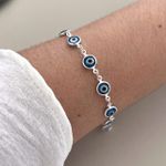 Pulseira Olho Grego Azul Blu Prata 925