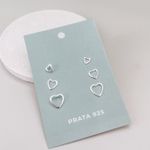 Trio Coração Vazado Prata 925 