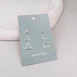 Trio Triangulo Vazado Prata 925 