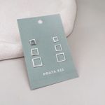 Trio Quadrado Prata 925 