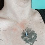 Colar Nossa Senhora Pedra Zircônia Azul Prata 925