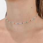Choker Pedras Coloridas Prata 925