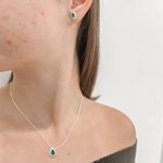 Conjunto Cravejado Verde Esmeralda Prata 925