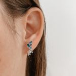 Brinco Zirconia Azul Prata 925
