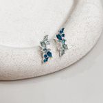 Brinco Zirconia Azul Prata 925