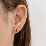 Brinco Pedra Zirconia Laranja e verde Prata 925