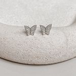 Brinco Borboleta Cravejada P Prata 925