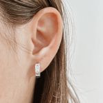 Brinco Argola Click Zirconia Cristal Prata 925