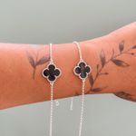 Pulseira Trevo Preto Prata 925