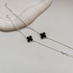 Pulseira Trevo Preto Prata 925