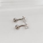 Piercing Umbigo Mariposa Cravejada Prata 925 