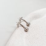 Piercing Umbigo Mariposa Cravejada Prata 925 