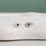 Brinco Olho Grego Cristal Cravejado Prata 925