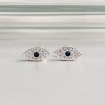 Brinco Olho Grego Cristal Cravejado Prata 925