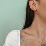 Conjunto Coração Rosa Prata 925 