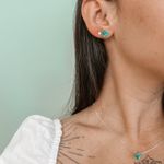 Conjunto Coração Verde Esmeralda Prata 925 