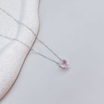 Conjunto Coração Rosa Prata 925 