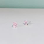 Conjunto Coração Rosa Prata 925 