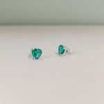 Conjunto Coração Verde Esmeralda Prata 925 