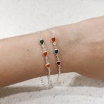 Pulseira Infantil Corações Coloridas Prata 925