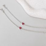 Pulseira Coração Pink Prata 925 